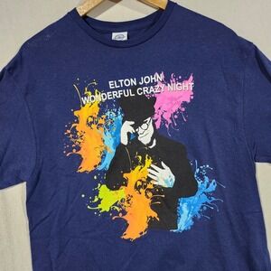 Elton John Wonderful Crazy Night World Tour 2016 Delta‎ T Shirt Unisex L Navy